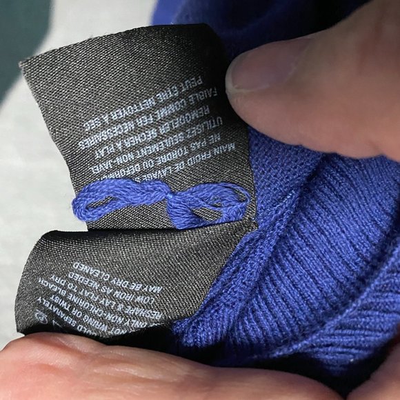 Like NEW Anthropologie Moth Blue Cashmere Blend One Shoulder Sweater S. - Picture 9 of 9